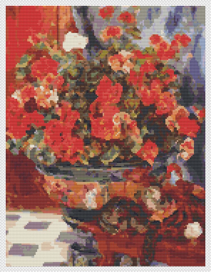 Geraniums and Cats Counted Cross Stitch Kit Pierre-Auguste Renoir