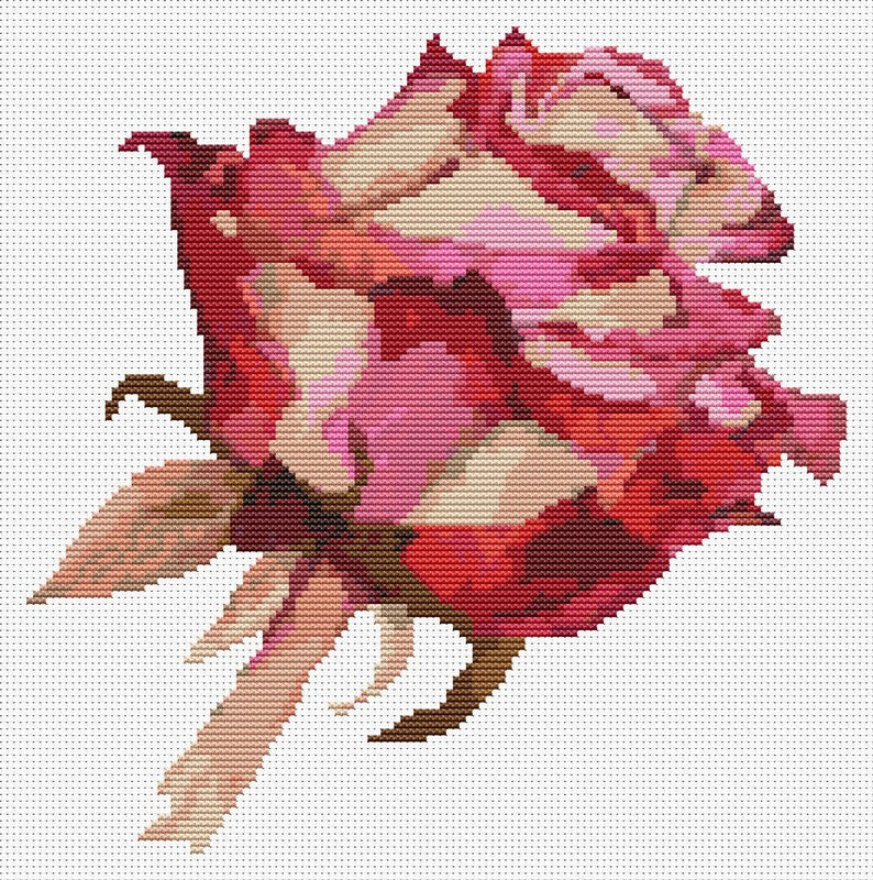 Red Rose Counted Cross Stitch Pattern The Art of Stitch