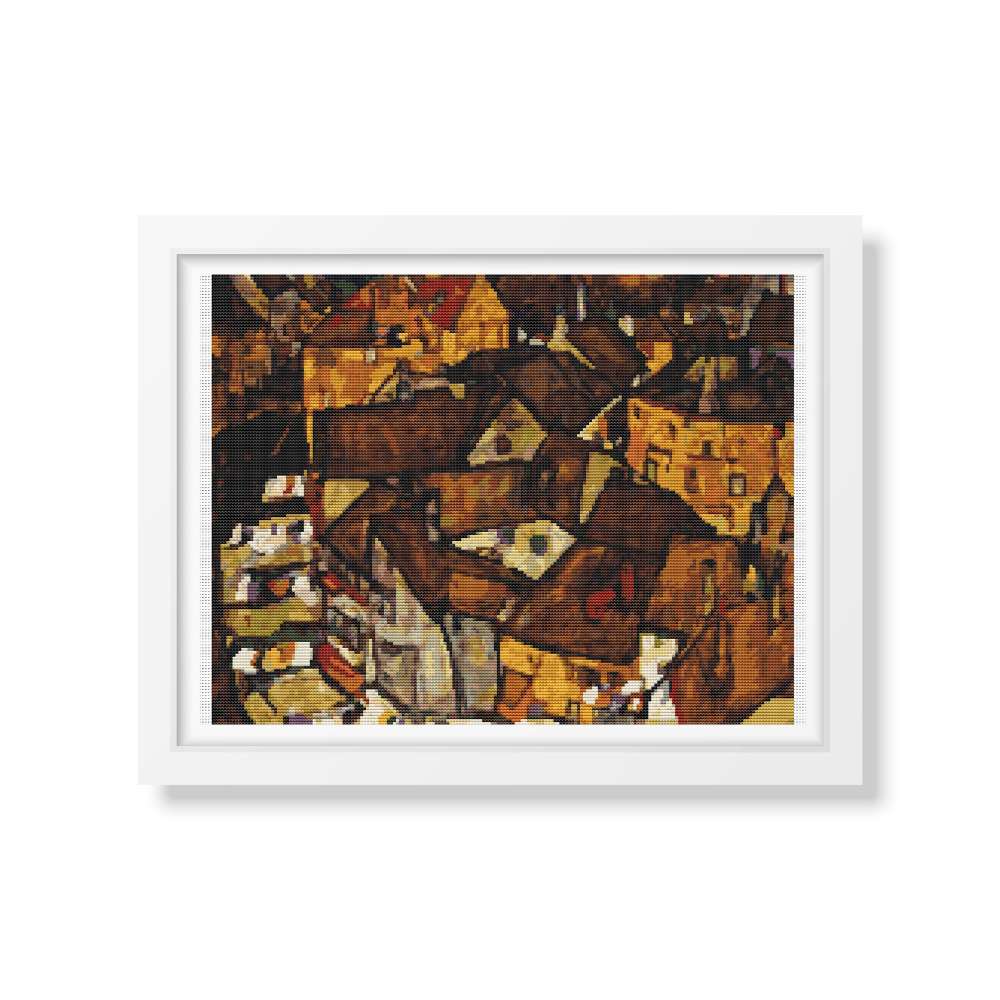 Crescent of Houses Counted Cross Stitch Kit Egon Schiele