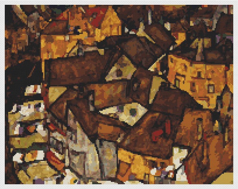 Crescent of Houses Counted Cross Stitch Kit Egon Schiele