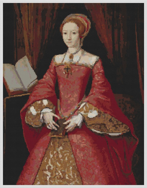 Portrait of Elizabeth I as a Princess Counted Cross Stitch Pattern William Scrots