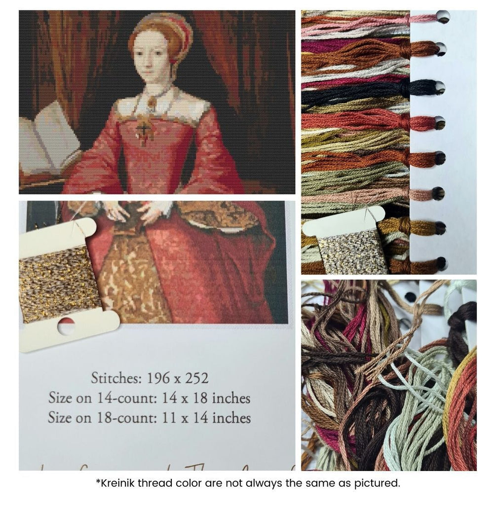Portrait of Elizabeth I as a Princess Counted Cross Stitch Kit William Scrots