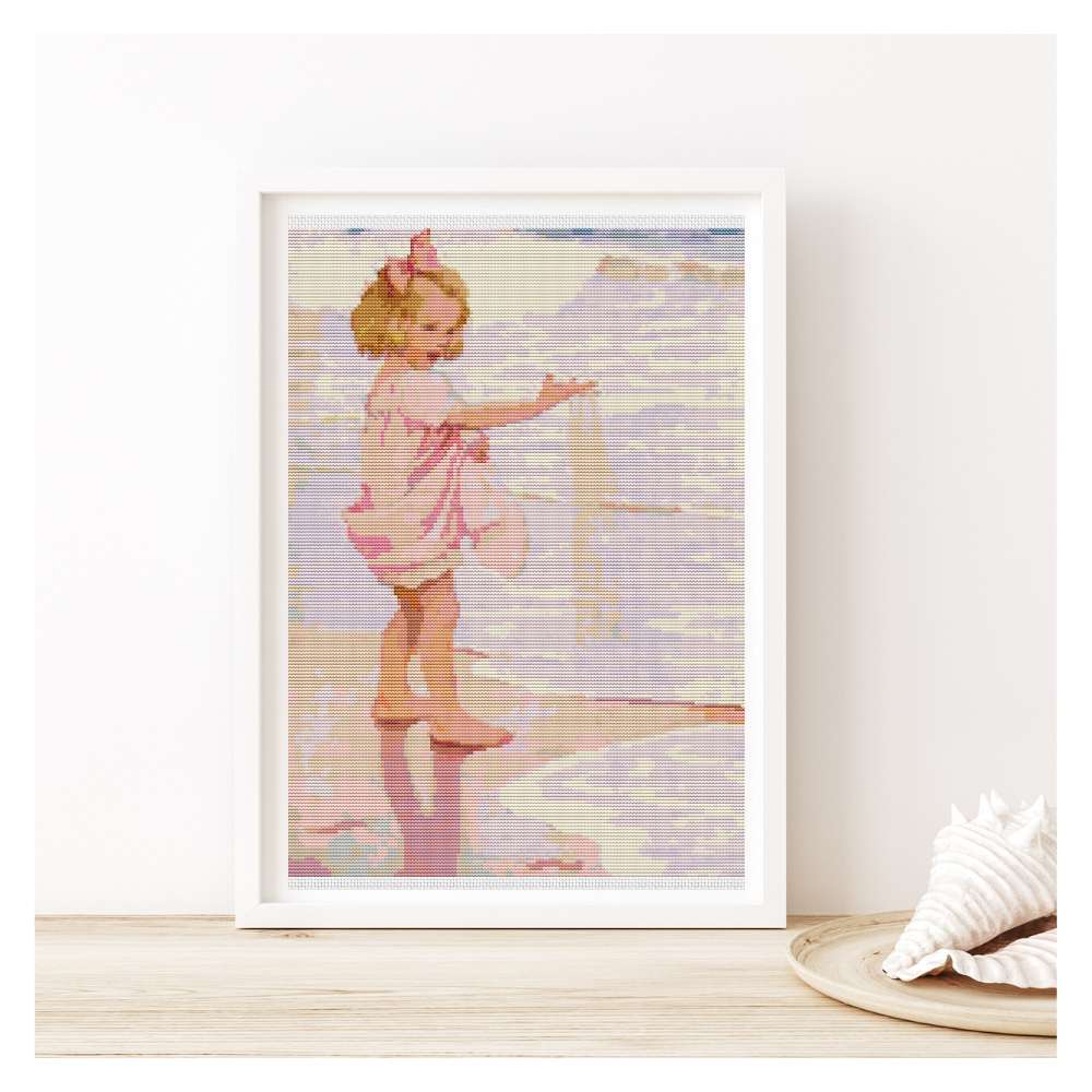 Young Girl in the Ocean Surf Counted Cross Stitch Kit Jessie Willcox Smith