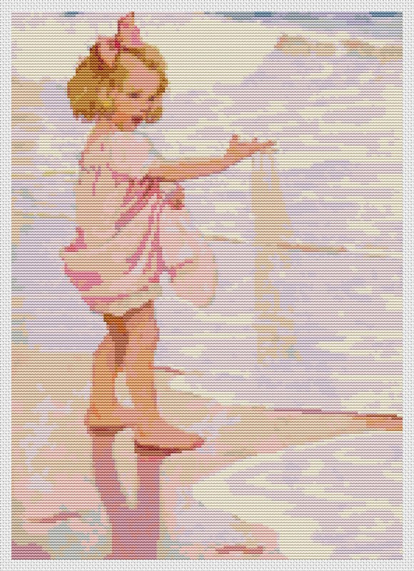 Young Girl in the Ocean Surf Counted Cross Stitch Kit Jessie Willcox Smith