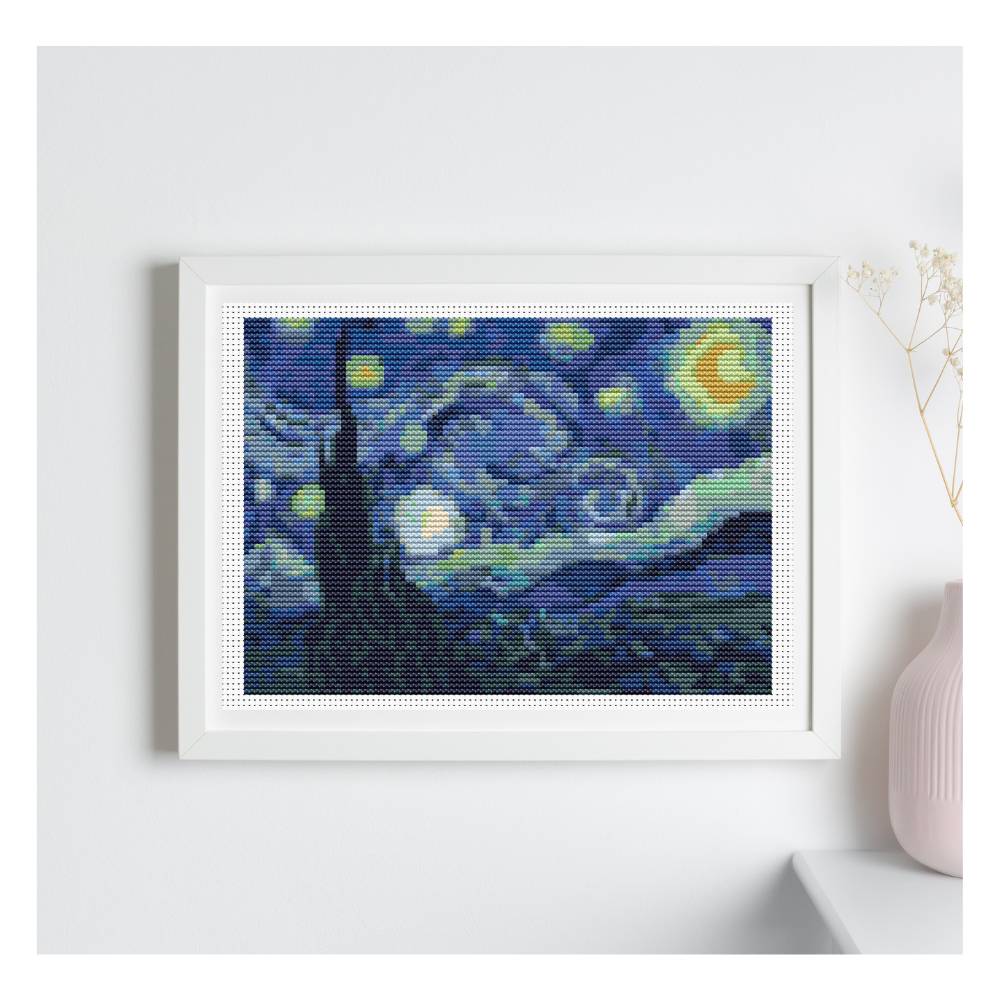 The Starry Night Mini Counted Cross Stitch Pattern Vincent Van Gogh