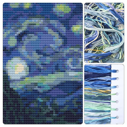 The Starry Night Mini Cross Stitch Kit - Mini Cross Stitch Kit - Vincent Van Gogh