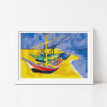 Boats on a Beach Mini Cross Stitch Kit - Mini Cross Stitch Kit - Vincent Van Gogh