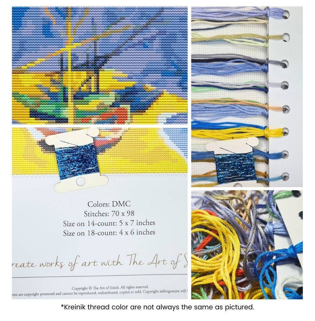 Boats on a Beach Mini Counted Cross Stitch Kit Vincent Van Gogh