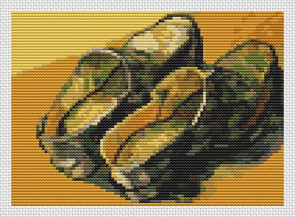 A Pair of Leather Clogs Mini Counted Cross Stitch Pattern Vincent Van Gogh
