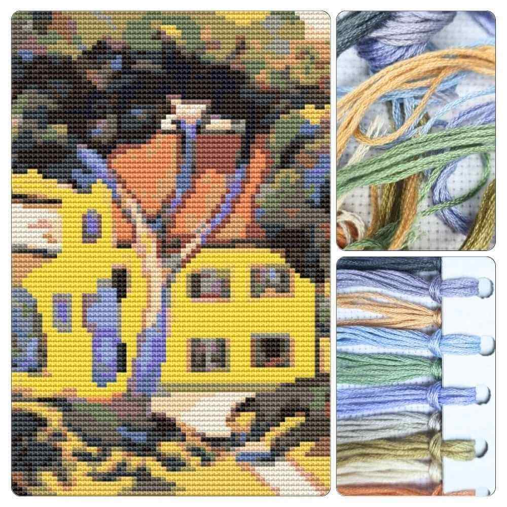 House in a Landscape Mini Cross Stitch Kit - Mini Cross Stitch Kit - August Macke