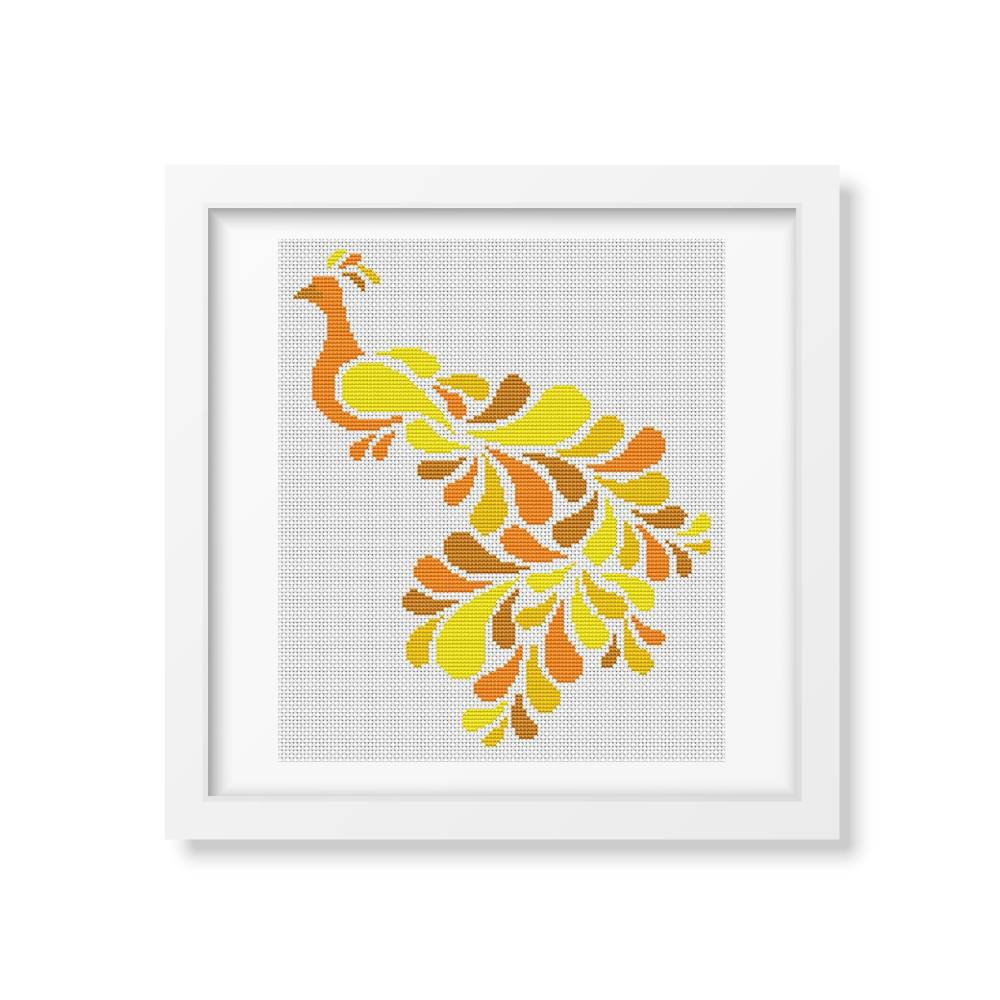 Abstract Peacock in Yellow Counted Cross Stitch Kit Lisa Fischer