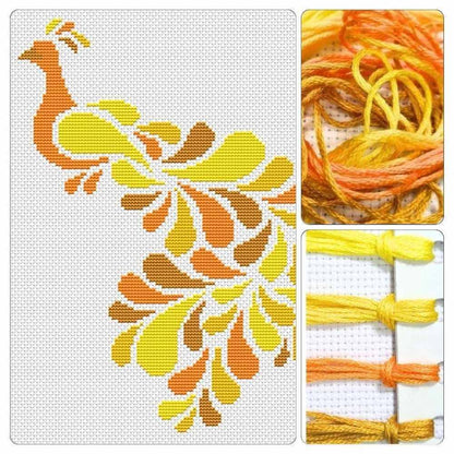 Abstract Peacock in Yellow Cross Stitch Kit - Mini Cross Stitch Kit - The Art of Stitch