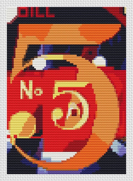 A Figure 5 in Gold Mini Counted Cross Stitch Pattern Charles Demuth