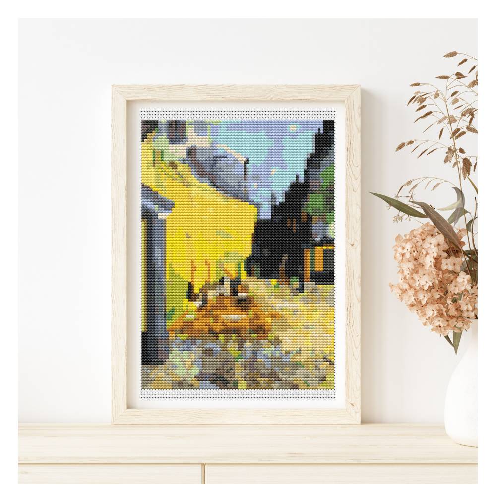 Cafe Terrace at Night Mini Counted Cross Stitch Kit Vincent Van Gogh
