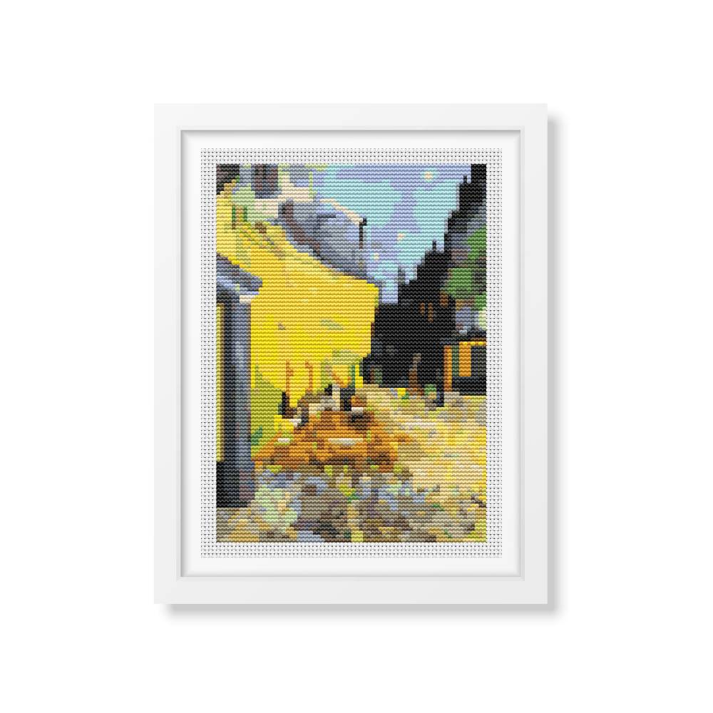 Cafe Terrace at Night Mini Counted Cross Stitch Pattern Vincent Van Gogh