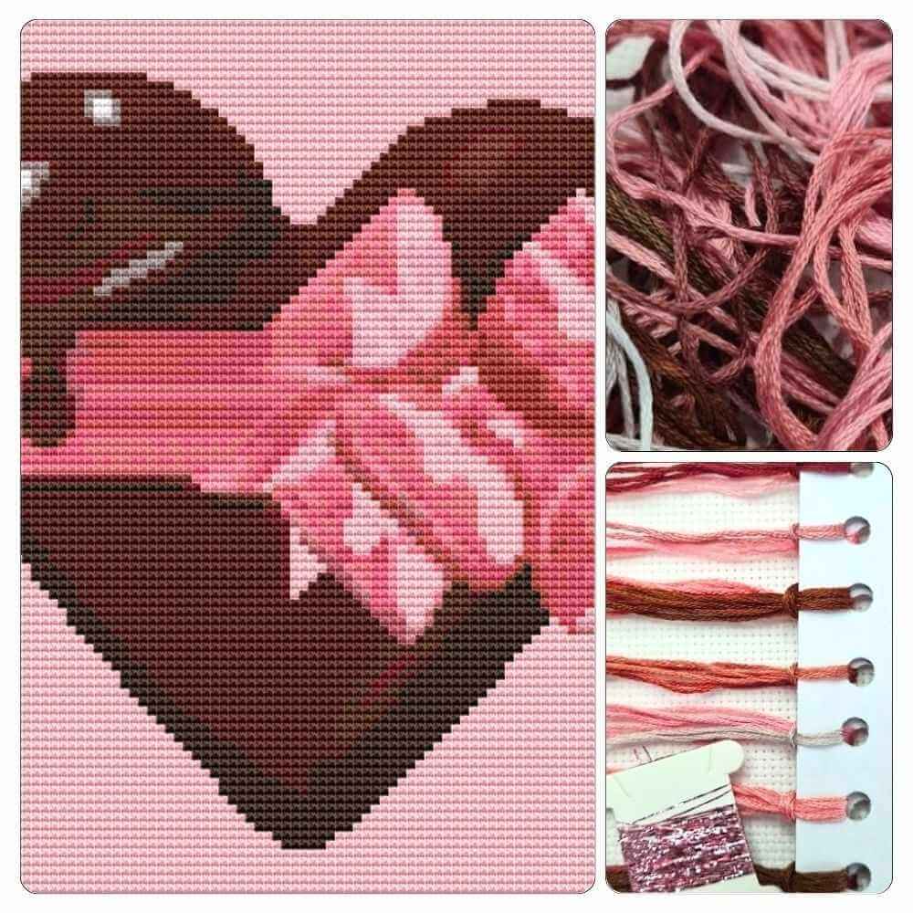 Chocolate Heart Cross Stitch Kit - Mini Cross Stitch Kit - The Art of Stitch
