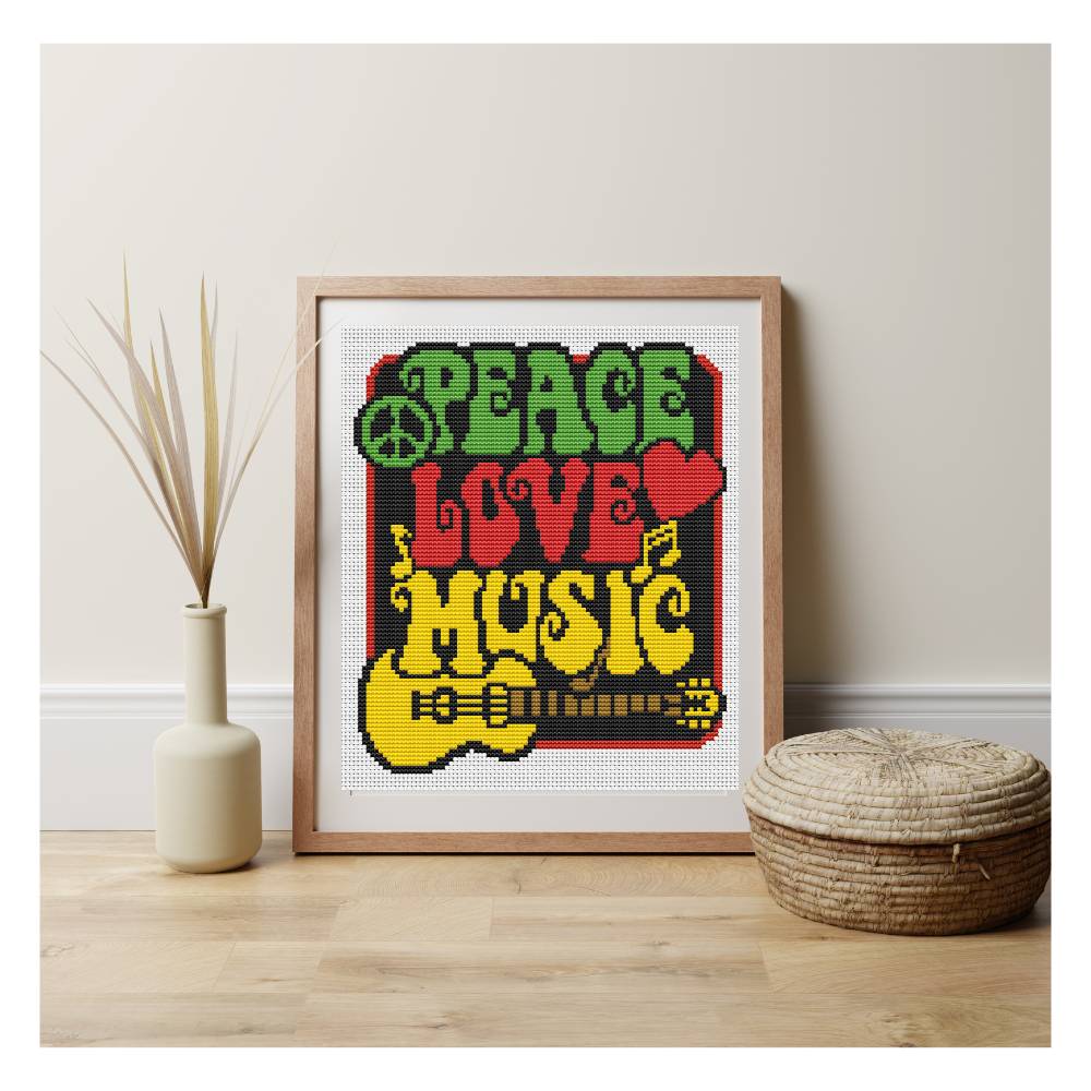 Peace, Love and Music Counted Cross Stitch Pattern Lisa Fischer