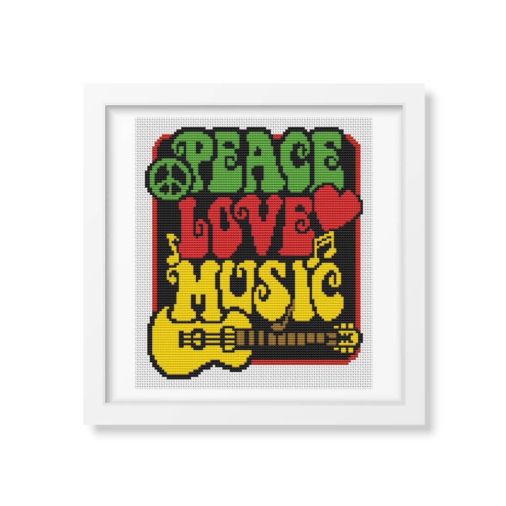 Peace, Love and Music Counted Cross Stitch Pattern Lisa Fischer