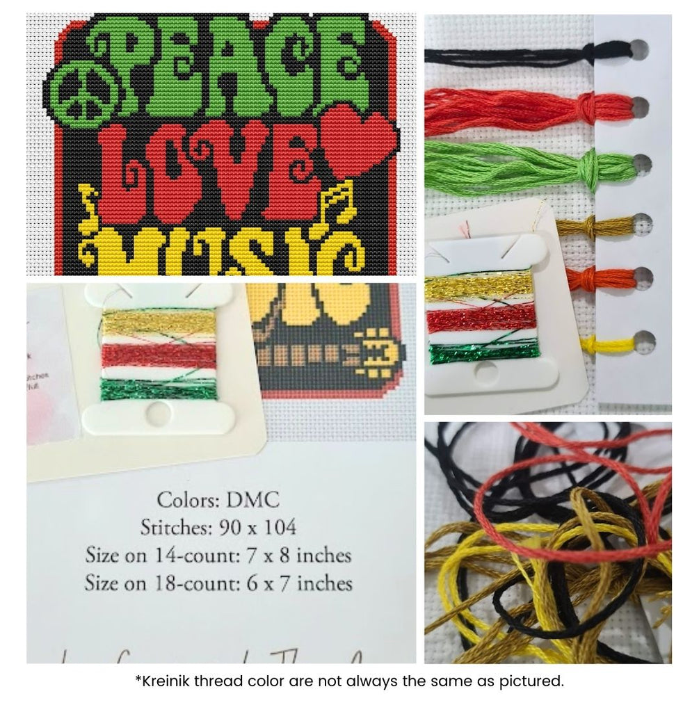 Peace, Love and Music Counted Cross Stitch Kit Lisa Fischer
