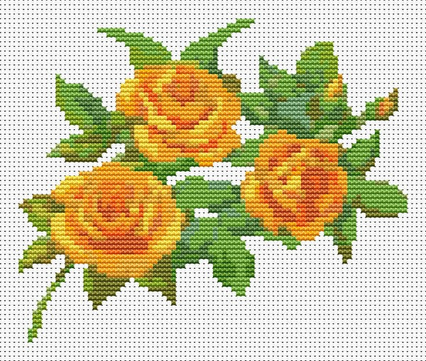 A Trio of Yellow Roses Counted Cross Stitch Pattern The Art of Stitch