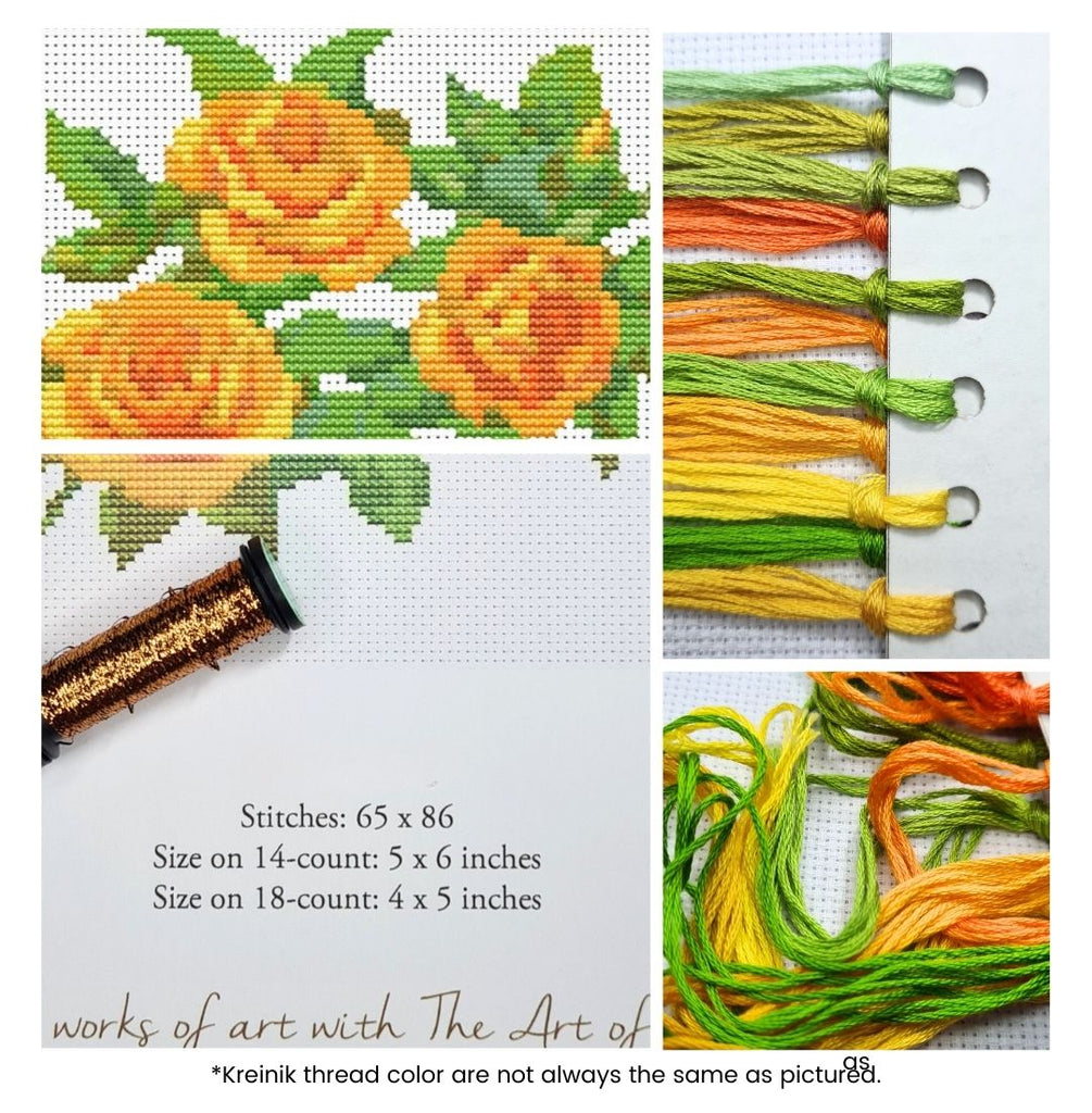 A Trio of Yellow Roses Counted Cross Stitch Kit The Art of Stitch