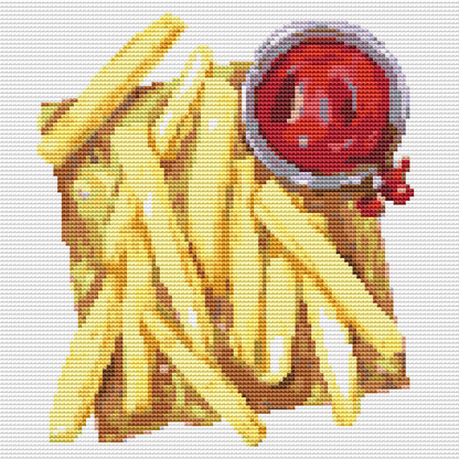 French Fries and Sauce Cross Stitch Pattern - Mini Cross Stitch Pattern - The Art of Stitch