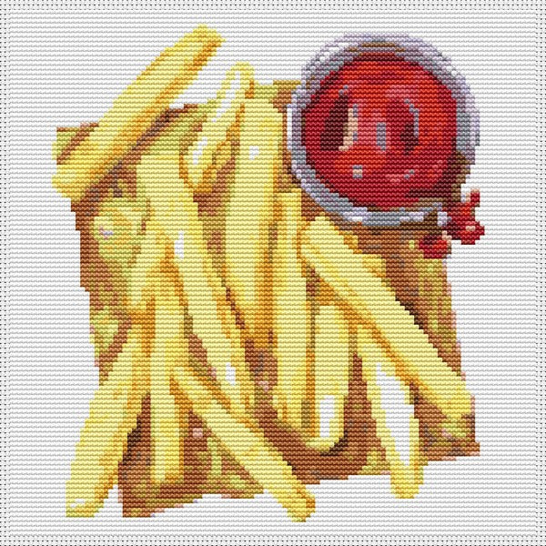 French Fries and Sauce Counted Cross Stitch Pattern The Art of Stitch