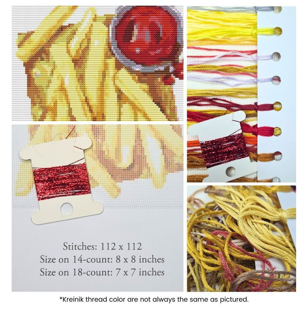 French Fries and Sauce Counted Cross Stitch Kit The Art of Stitch