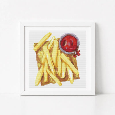 French Fries and Sauce Cross Stitch Pattern