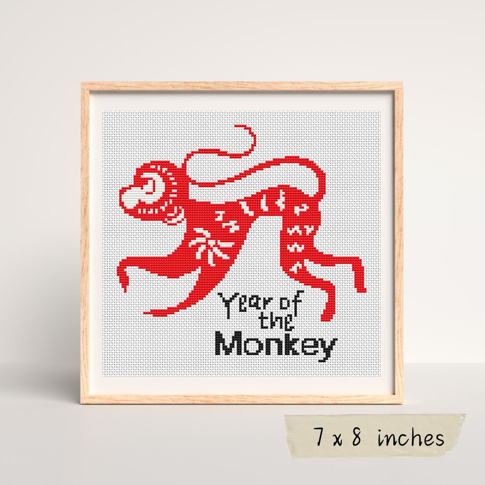 Year of the Monkey Counted Cross Stitch Pattern The Art of Stitch