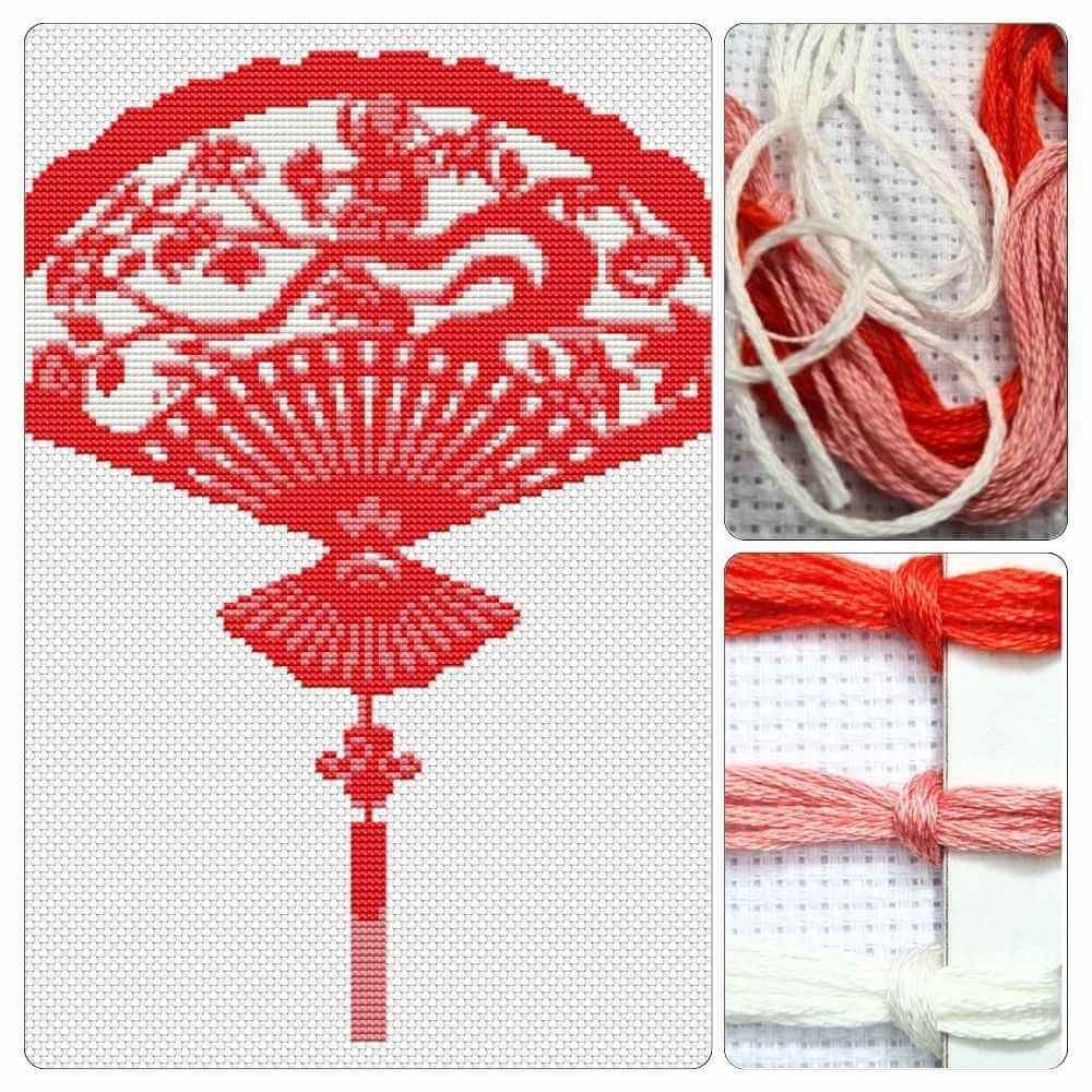 Oriental Fan Cross Stitch Kit - Mini Cross Stitch Kit - The Art of Stitch