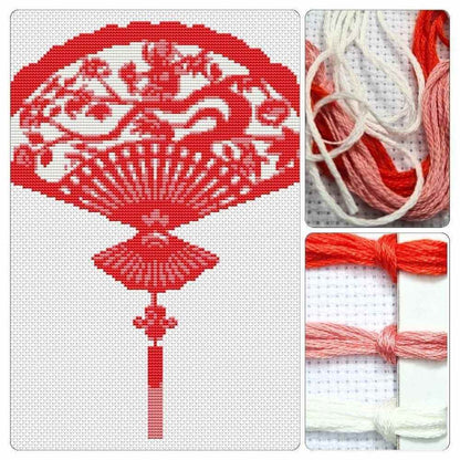 Oriental Fan Cross Stitch Kit - Mini Cross Stitch Kit - The Art of Stitch