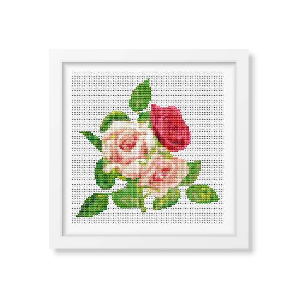 A Trio of Pink Roses Counted Cross Stitch Pattern The Art of Stitch