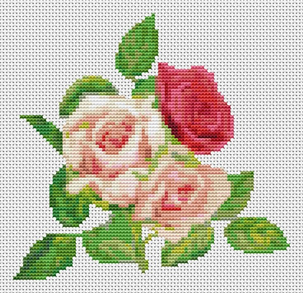 A Trio of Pink Roses Counted Cross Stitch Pattern The Art of Stitch