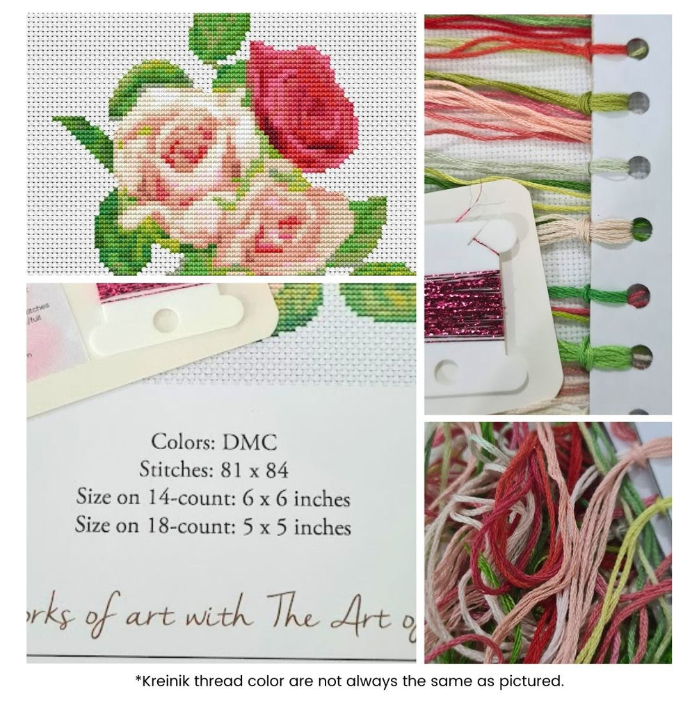 A Trio of Pink Roses Counted Cross Stitch Kit The Art of Stitch