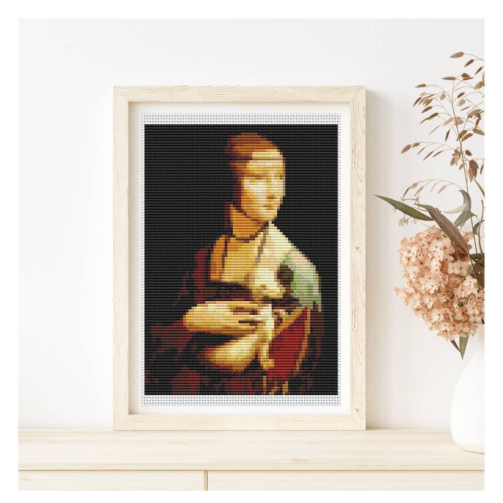 Lady with an Ermine Mini Counted Cross Stitch Pattern Leonardo da Vinci