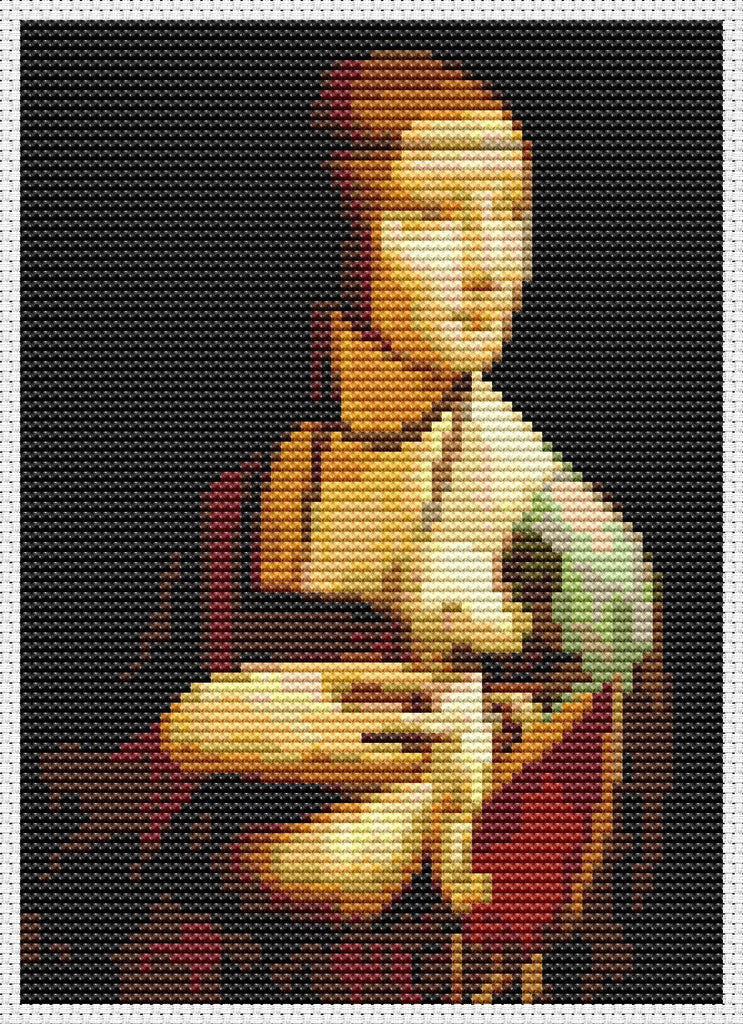 Lady with an Ermine Mini Counted Cross Stitch Pattern Leonardo da Vinci