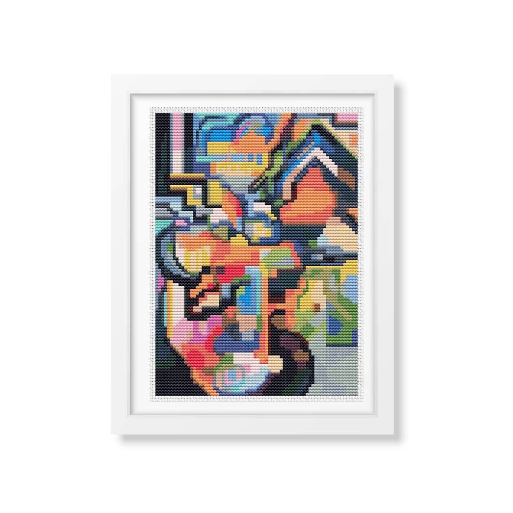 Colored Composition Homage Mini Counted Cross Stitch Pattern August Macke