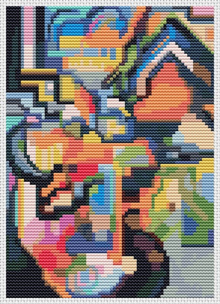 Colored Composition Homage Mini Counted Cross Stitch Pattern August Macke