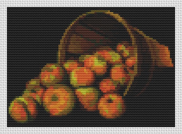 Basket of Apples Mini Counted Cross Stitch Pattern Levi Wells Prentice