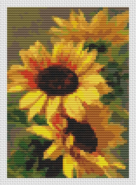 Sunflowers Mini Counted Cross Stitch Pattern Catherine Klein
