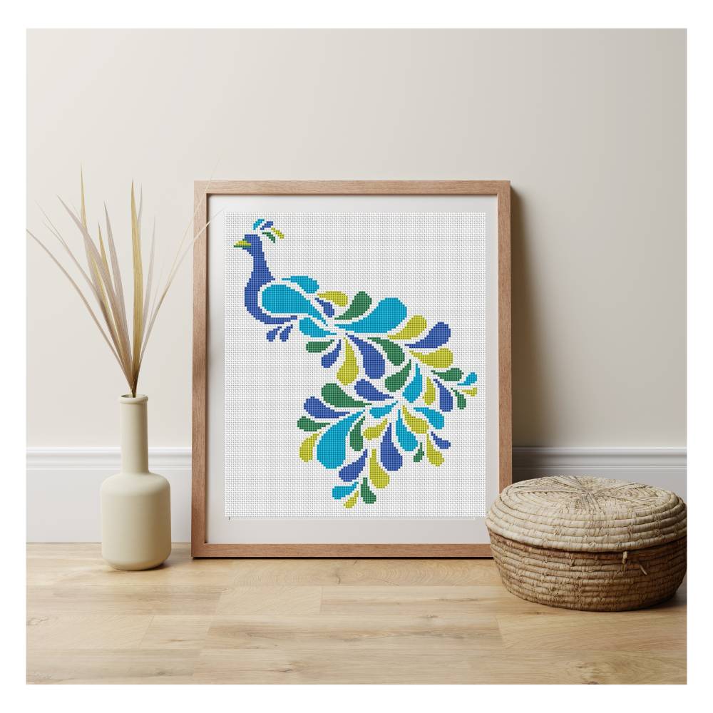 Abstract Peacock Counted Cross Stitch Pattern Lisa Fischer