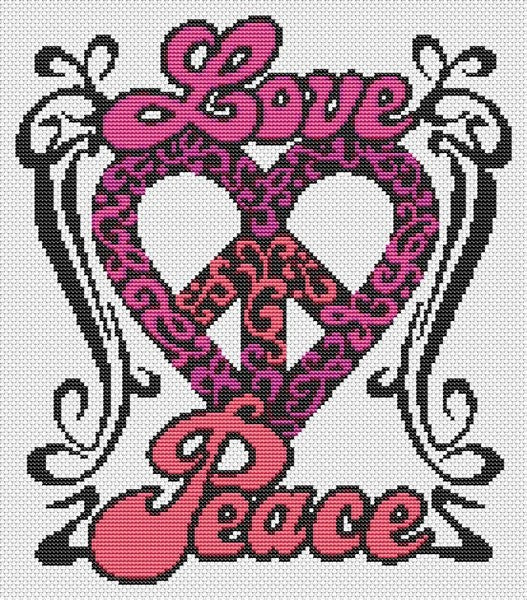 Love and Peace Counted Cross Stitch Kit The Art of Stitch