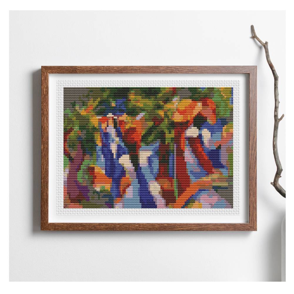 Girl Under the Trees Mini Counted Cross Stitch Pattern August Macke