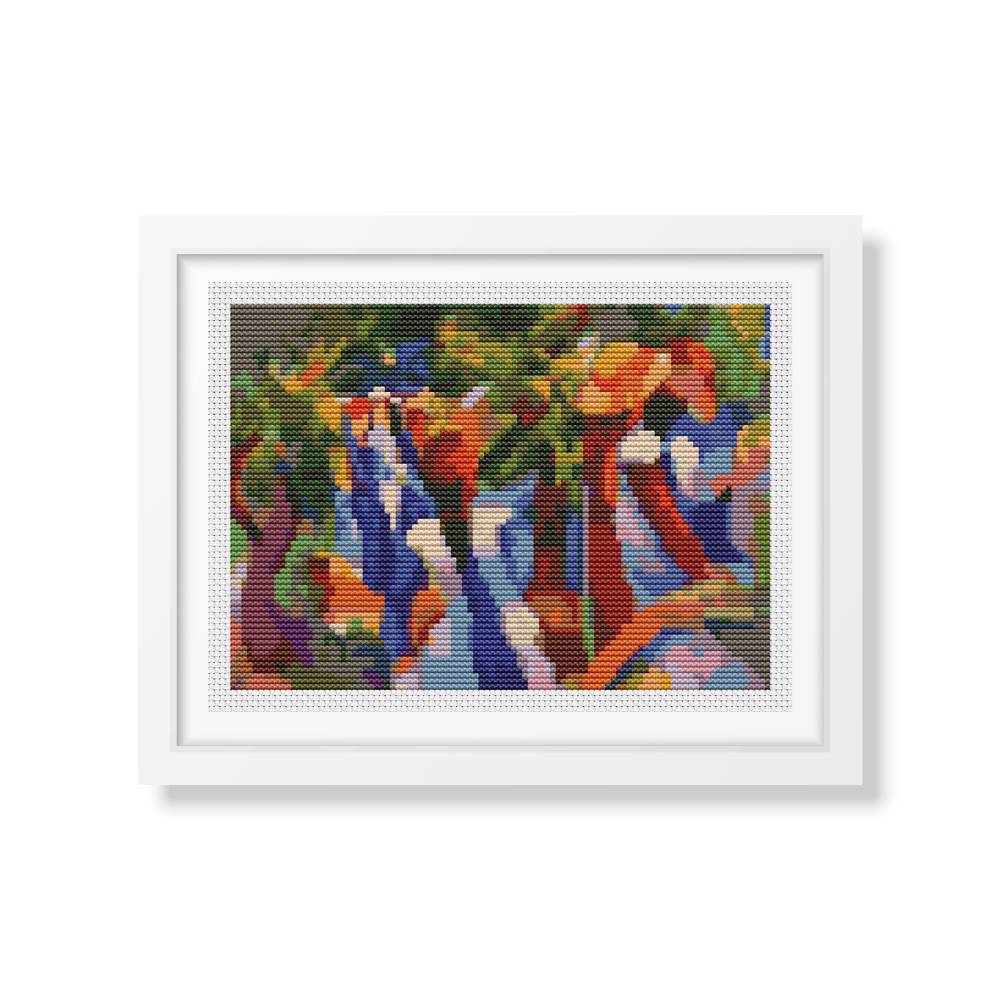 Girl Under the Trees Mini Counted Cross Stitch Kit August Macke