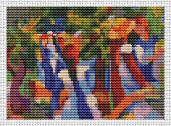 Girl Under the Trees Mini Counted Cross Stitch Pattern August Macke