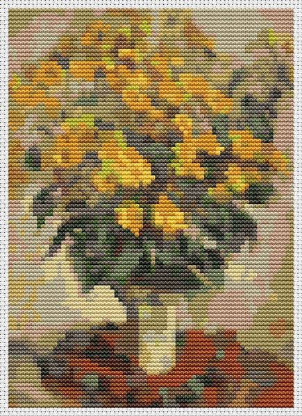 Jerusalem Artichokes Mini Counted Cross Stitch Pattern Claude Monet