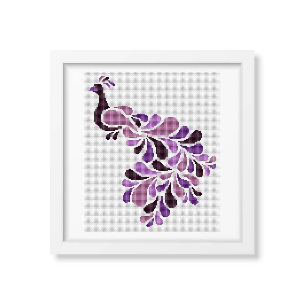 Abstract Peacock in Purple Counted Cross Stitch Kit Lisa Fischer