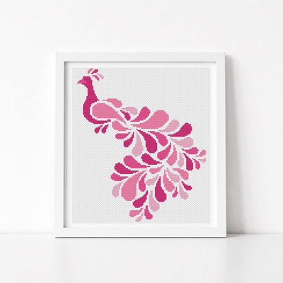 Abstract Peacock in Pink Cross Stitch Kit