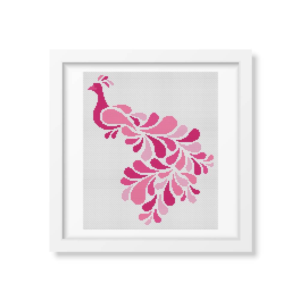 Abstract Peacock in Pink Counted Cross Stitch Kit Lisa Fischer